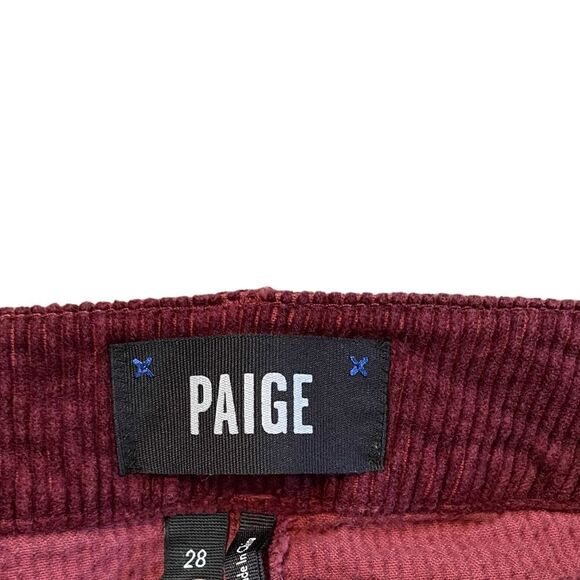 PAIGE Hoxton Ankle Corduroy Pants Burgundy / Maroon Size 28 - Picture 5 of 8